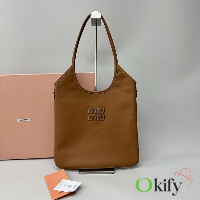 Okify MiuMiu Ivy Leather Patch Bag In Brown 35x40cm  - 1