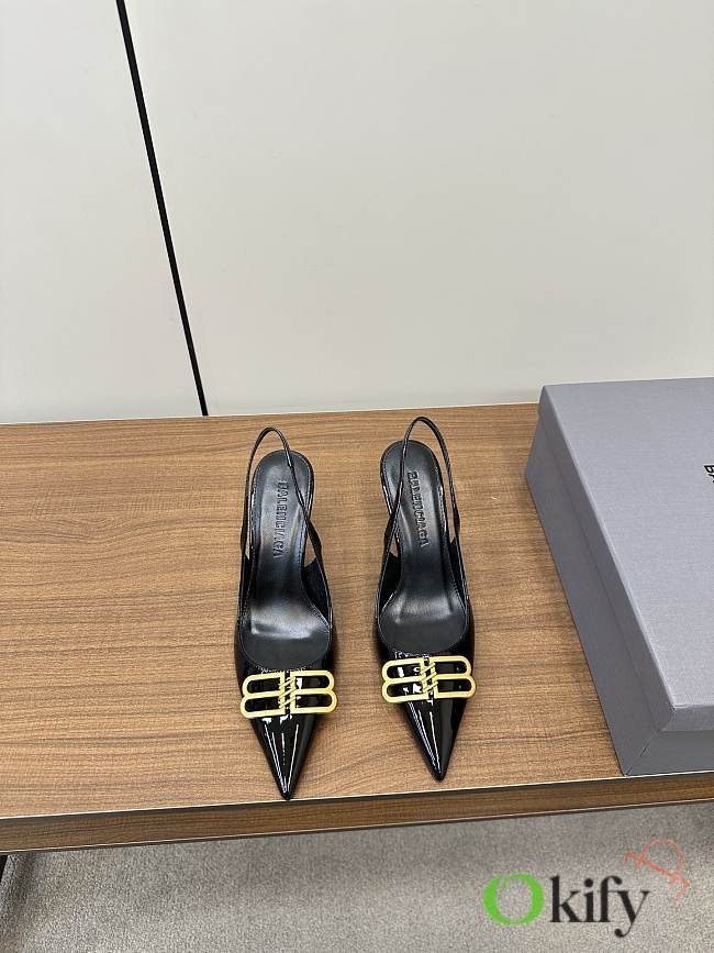 Okify Balenciaga Black High Heels With Gold Logo EU35-39 - 1