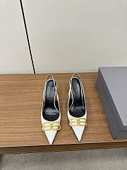 Okify Balenciaga White High Heels With Gold Logo EU35-39 - 1