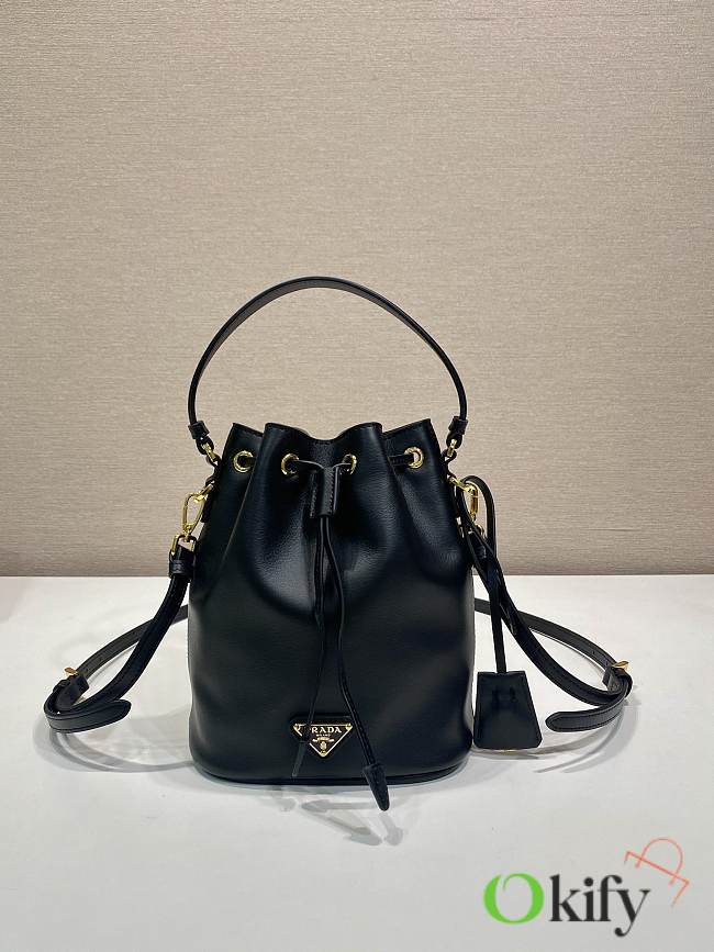 Okify Prada Black Leather Mini Bucket Bag 15.5x19.5x10cm  - 1