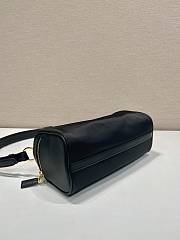 Okify Prada Black Medium Re-Nylon and Leather shoulder bag with padlock 27x12x10.5cm  - 4