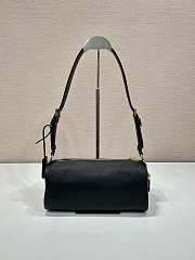 Okify Prada Black Medium Re-Nylon and Leather shoulder bag with padlock 27x12x10.5cm  - 3