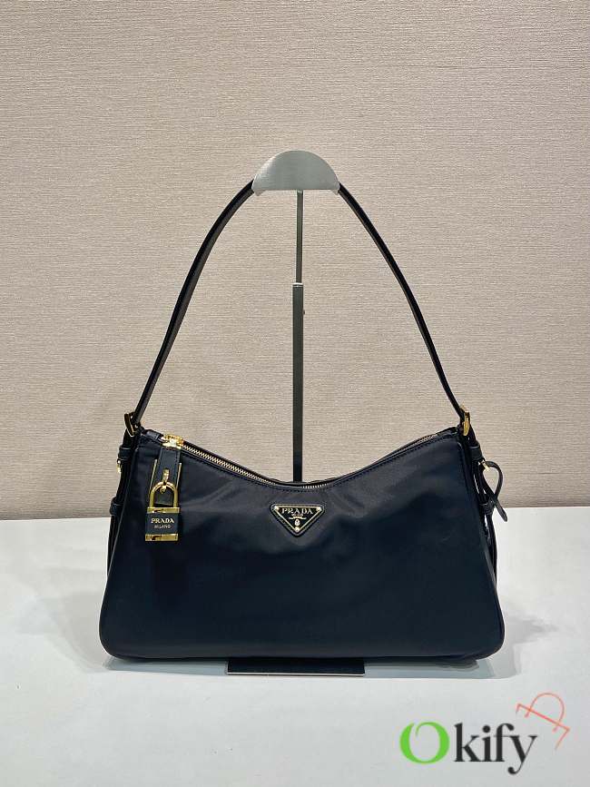 Okify Prada Aimée large Re-Nylon and leather shoulder bag with padlock 34x19.5x10cm  - 1