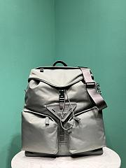 Okify Prada Re-Nylon And Leather Backpack In Grey Gray 38x45x18cm - 1