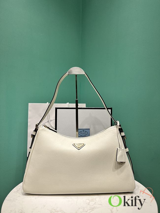 Okify Prada Large Aimée white leather shoulder bag 39x24x11.5cm - 1