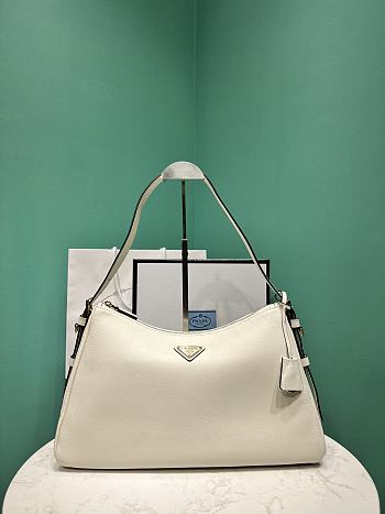 Okify Prada Large Aimée white leather shoulder bag 39x24x11.5cm