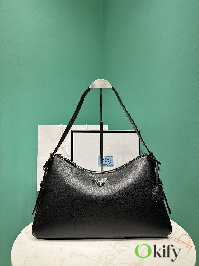 Okify Prada Large Aimée black leather shoulder bag 39x24x11.5cm - 1