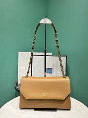 Okify Prada Brown Leather Chain Shoulder Bag 29x16x9.5cm - 1