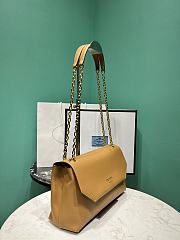 Okify Prada Brown Leather Chain Shoulder Bag 29x16x9.5cm - 2