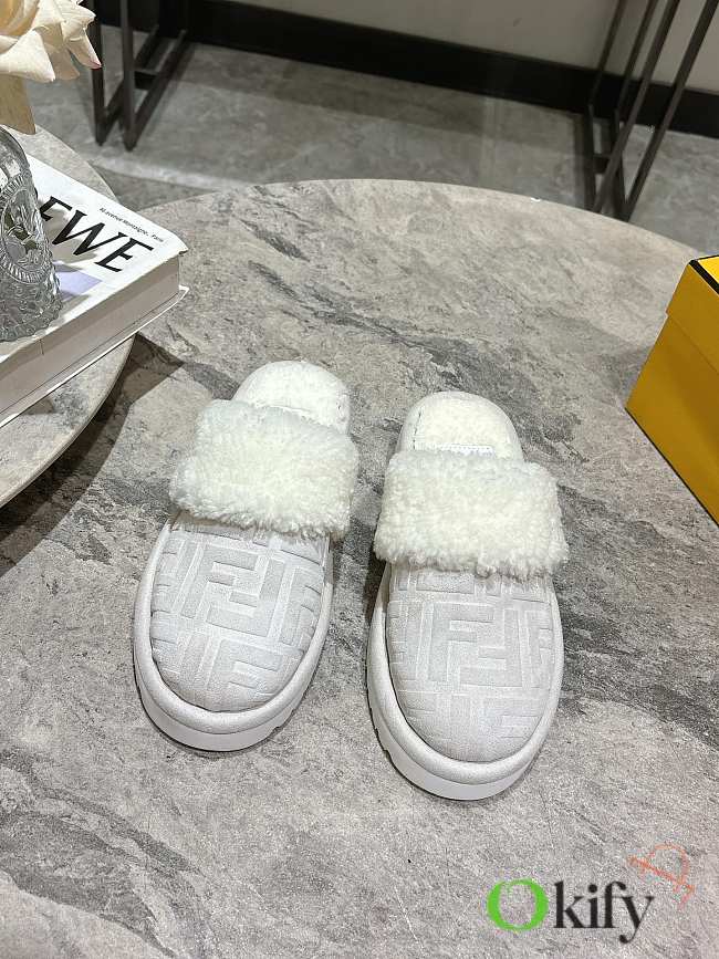 Okify Fendi White Fur Slippers EU35-41 19968 - 1