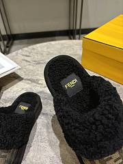 Okify Fendi Black Brown Fur Slippers EU35-41 - 4