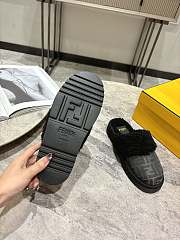 Okify Fendi Black Grey Fur Slippers EU35-41 - 5