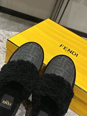 Okify Fendi Black Grey Fur Slippers EU35-41 - 4