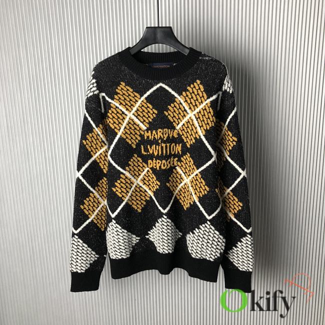 Okify Louis Vuitton Yellow Diamond Pattern Pullover S-XL  - 1