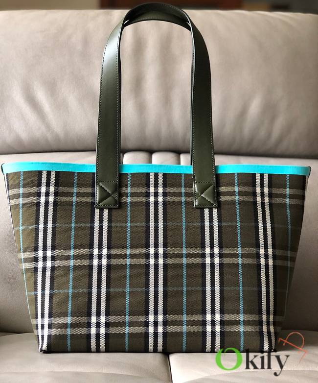 Okify Burberry London Check Tote Bag In Blue 51.3x18.5x29cm - 1