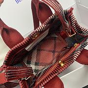 Okify Burberry Mini Check Knitted Tote In Red 25 x 11 x 22cm - 3