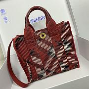 Okify Burberry Mini Check Knitted Tote In Red 25 x 11 x 22cm - 2