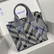 Okify Burberry Mini Check Knitted Tote In Blue 25 x 11 x 22cm - 1