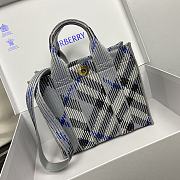 Okify Burberry Mini Check Knitted Tote In Blue 25 x 11 x 22cm - 4