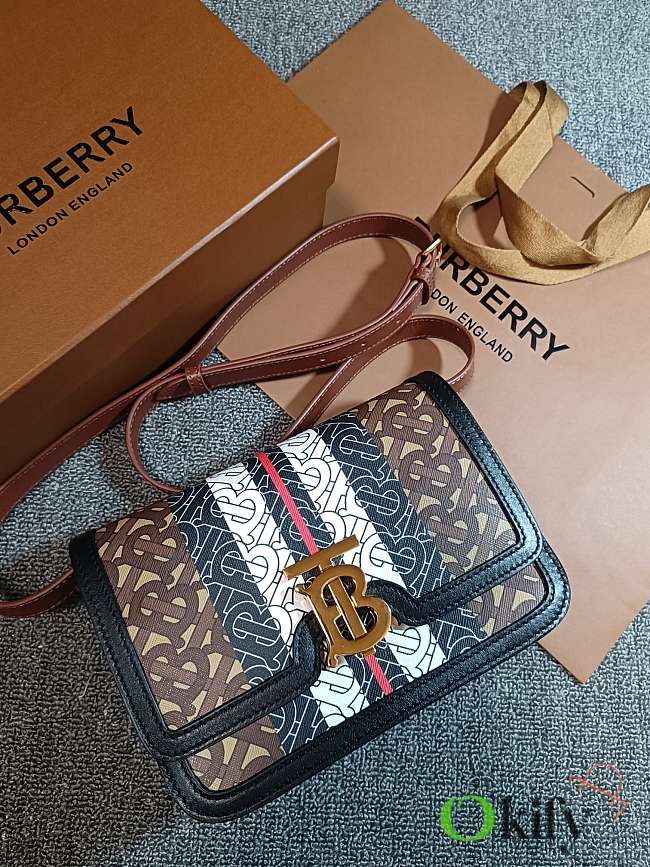 Okify Burberry Two Tone Canvas And Leather TB Bag 21x16x6cm 19986 - 1