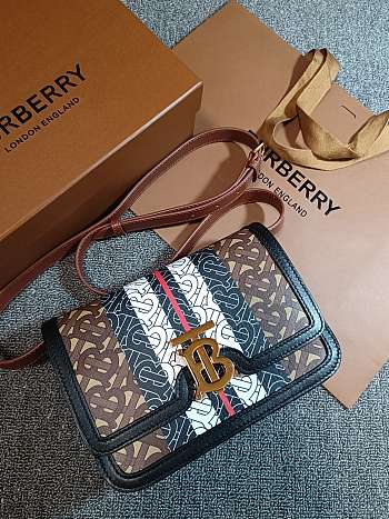 Okify Burberry Two Tone Canvas And Leather TB Bag 21x16x6cm 19986