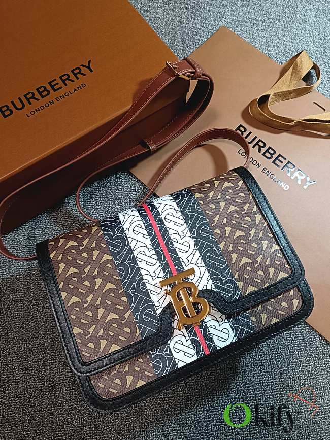 Okify Burberry Two Tone Canvas And Leather TB Bag 25.5x6.5x18.5cm 19987 - 1