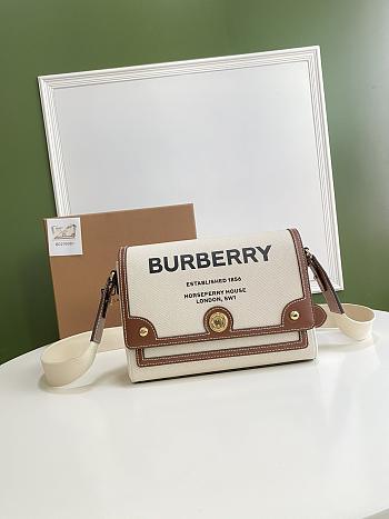 Okify Burberry Horseferry Print Canvas Note Bag In Brown 25 x 8.5 x 18cm