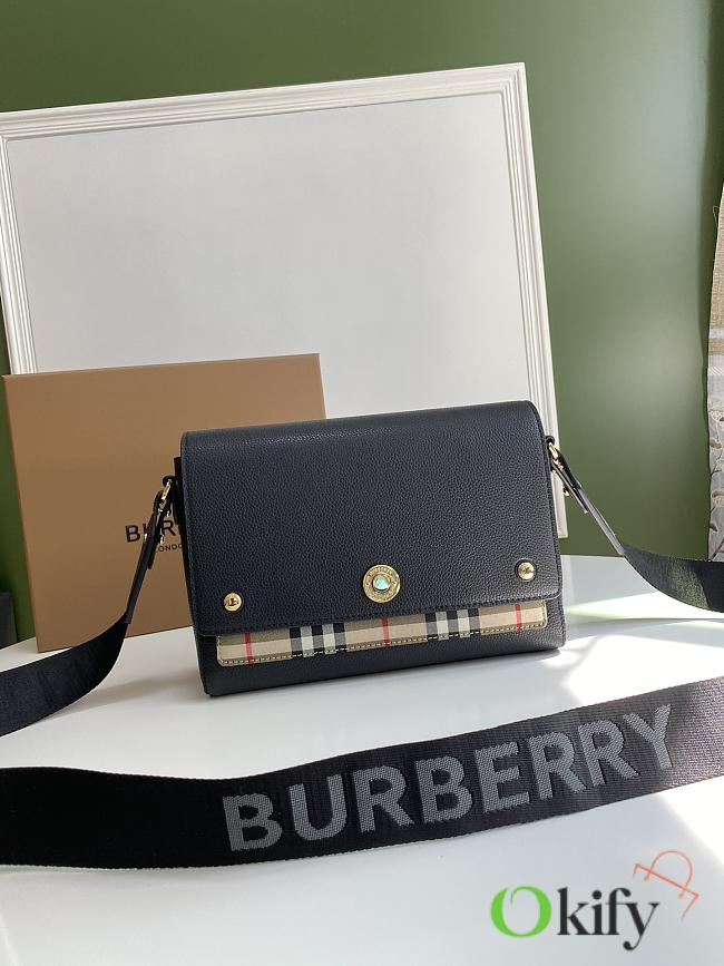 Okify Burberry Horseferry Print Canvas Note Bag In Black 25 x 8.5 x 18cm 19990 - 1