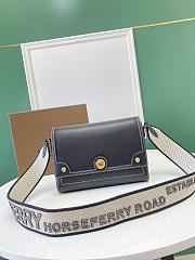 Okify Burberry Topstitched Leather Note Crossbody Bag In Black 25 x 8.5 x 18cm - 1