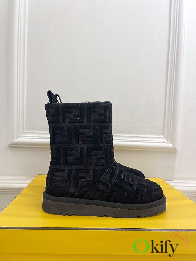 Okify Fendi Apres Chic Black FF chamois low boots EU35-41 - 1