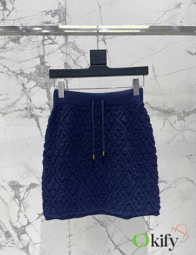 Okify Louis Vuitton Blue Wool Short Skirt SML  - 1