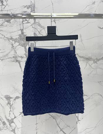 Okify Louis Vuitton Blue Wool Short Skirt SML 