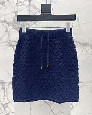 Okify Louis Vuitton Set Blue Cardigan And Wool Skirt SML  - 5