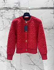 Okify Louis Vuitton Diamond Jacquard Cardigan In Red SML - 1