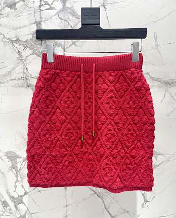 Okify Louis Vuitton Red Wool Short Skirt SML 