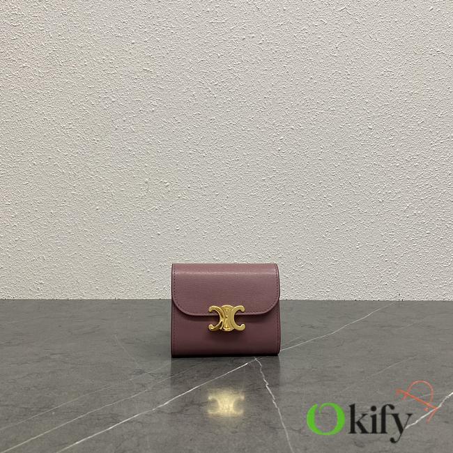 Okify Celine Trimophe Card Holder In Dark Pink 10.5x7x1cm - 1