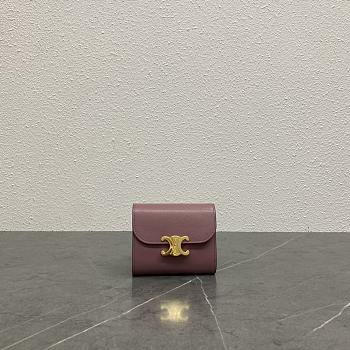 Okify Celine Trimophe Card Holder In Dark Pink 10.5x7x1cm