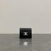 Okify Celine Trimophe Card Holder In Black With Silver Hardware 10.5x7x1cm - 1