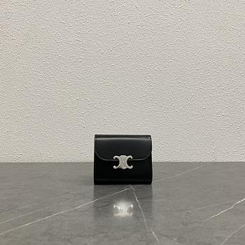 Okify Celine Trimophe Card Holder In Black With Silver Hardware 10.5x7x1cm