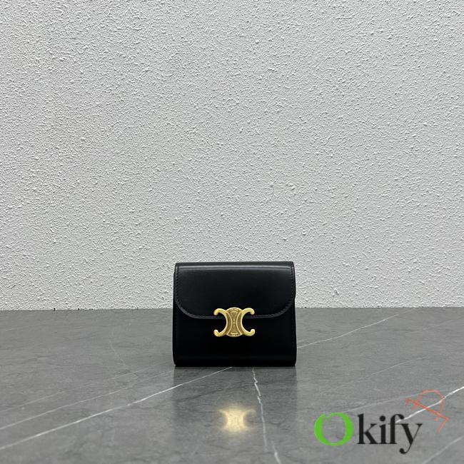 Okify Celine Trimophe Card Holder In Black With Gold Hardware 10.5x7x1cm - 1