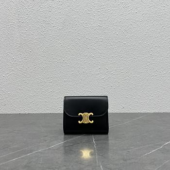 Okify Celine Trimophe Card Holder In Black With Gold Hardware 10.5x7x1cm