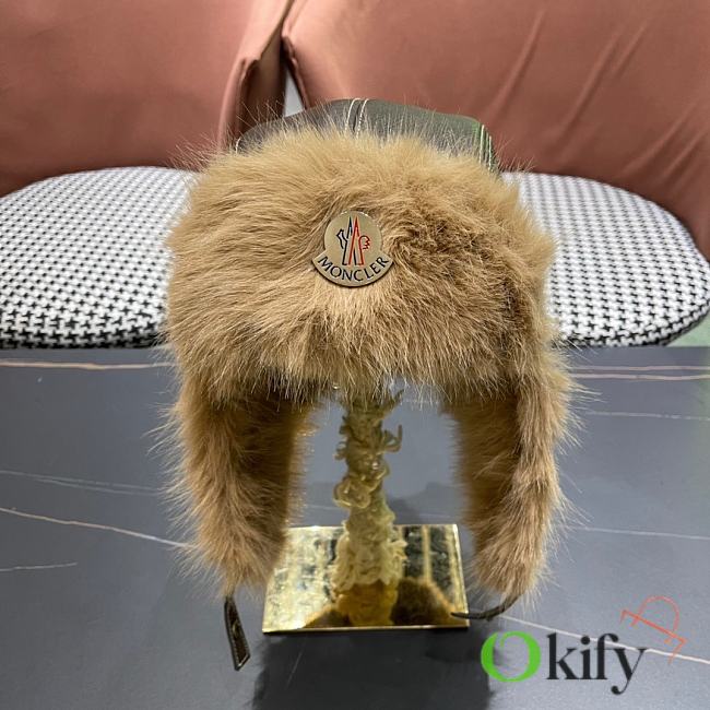 Okify Moncler Brown Leather And Fur Trapper Hat  - 1