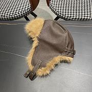 Okify Moncler Brown Leather And Fur Trapper Hat  - 3