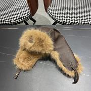 Okify Moncler Brown Leather And Fur Trapper Hat  - 4