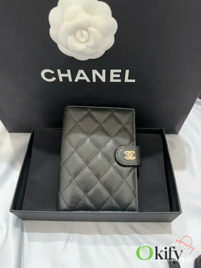 Okify Chanel Black Passport Cover 10.5x14.5x1.5cm - 1