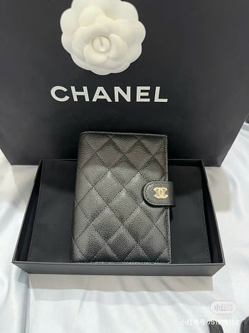 Okify Chanel Black Passport Cover 10.5x14.5x1.5cm