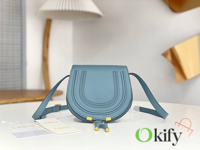 Okify Chloe Small Marcie Saddle Bag In Blue 19x16x9cm  - 1