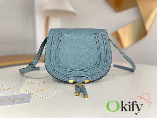 Okify Chloe Large Marcie Saddle Bag In Blue 24x20x10cm  - 1