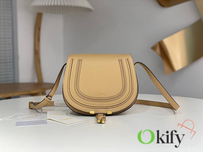 Okify Chloe Large Marcie Saddle Bag In Milktea 24x20x10cm  - 1