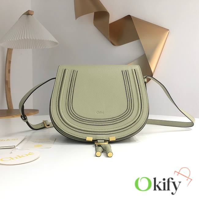 Okify Chloe Large Marcie Saddle Bag In Green 24x20x10cm  - 1